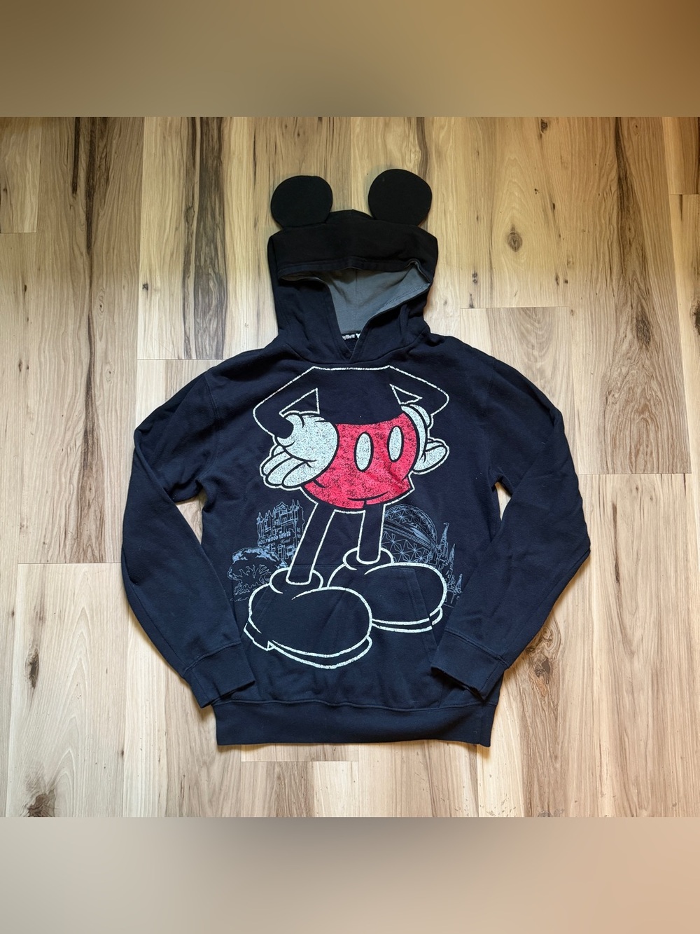 Disney Parks Mickey Mouse Hoodie with Ears Sweatshirt, Small Unisex